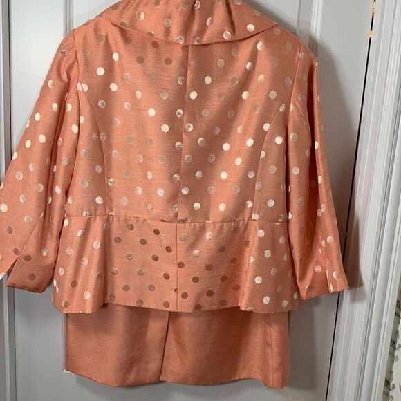 Isabella size 14 W womens two piece suit peach/orange color & polkadot top - Picture 2 of 16